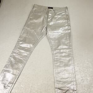 Purple Brand Jeans Mens 31x32 Silver Metallic Straight Slim Monogram X Ray